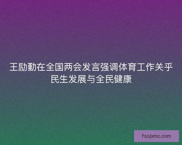 王励勤在全国两会发言强调体育工作关乎民生发展与全民健康