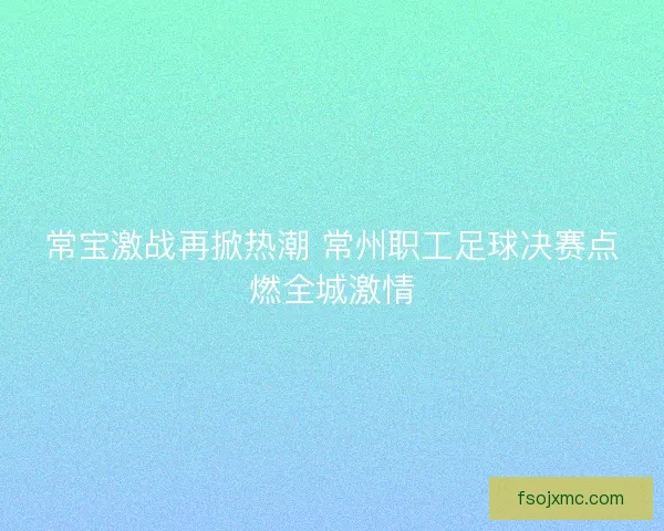 常宝激战再掀热潮 常州职工足球决赛点燃全城激情