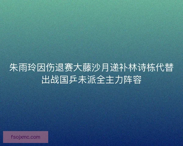 朱雨玲因伤退赛大藤沙月递补林诗栋代替出战国乒未派全主力阵容